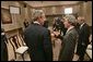 President George W. Bush participates in a morning meeting with Japanese Prime Minister Junichiro Koizumi while attending an APEC summit in Santiago, Chile, Nov. 20, 2004. White House photo by Eric Draper.