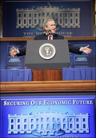 President George W. Bush speaks at the White House Conference on the Economy at the Ronald Reagan Building in Washington, D.C., on Thursday, Dec. 16, 2004. White House photo by Paul Morse