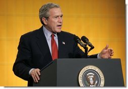 President George W. Bush speaks at the White House Conference on the Economy at the Ronald Reagan Building in Washington, D.C., on Thursday, Dec. 16, 2004.  White House photo by Paul Morse