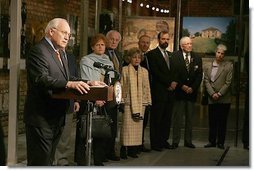 Vice President Dick Cheney addresses holocaust survivors and their family members during a reception at the Galicia Jewish Museum in Krakow, Poland, Wednesday, Jan. 26, 2005. Vice President Cheney leads a U.S. delegation to Poland to commemorate the 60th Anniversary of the Liberation of the Auschwitz-Birkenau Concentration Camp.  White House photo by David Bohrer