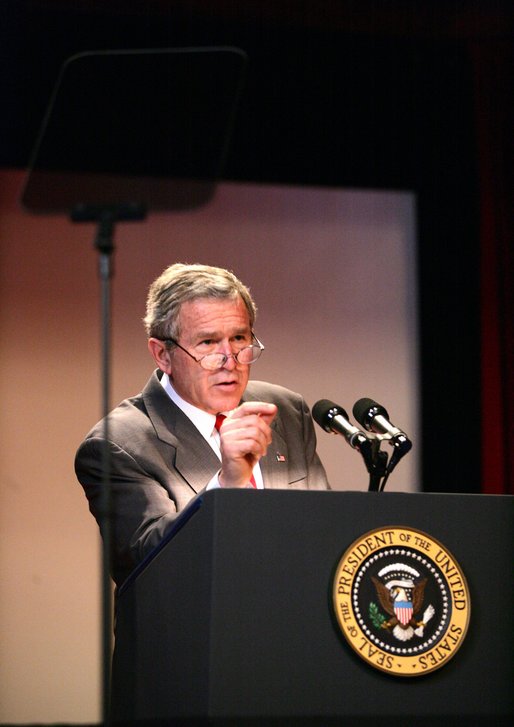 President George W. Bush prepares for the State of the Union in the Family Theater of the White House, Tuesday, Feb. 1, 2005. White House photo by Eric Draper