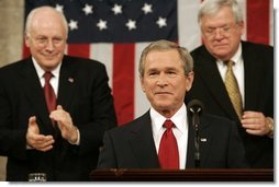 President George W. Bush delivers his fourth State of the Union Address at the U.S. Capitol, Wednesday, Feb. 2, 2005.  White House photo by Eric Draper