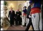 During his visit to the Presidential Palace in Bratislava, President George W. Bush walks with Slovak President Ivan Gasparovic Thursday, February 24, 2005. White House photo by Susan Sterner