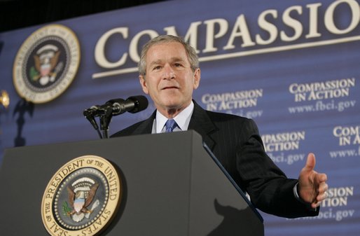 President George W. Bush delivers remarks at a White House Faith-Based and Community Initiatives Leadership Conference in Washington, D.C., Tuesday, March 1, 2005. White House photo by Paul Morse
