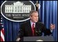 President George W. Bush holds a press conference in the James S. Brady Press Briefing Room at the White House Wednesday, March 16, 2005. "Iraq had a meeting today of its transitional national assembly. It's a bright moment in what is a process toward the writing of a constitution, the ratification of the constitution, and elections," said the President covering a wide range of topics. White House photo by Paul Morse