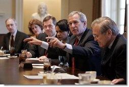 President George W. Bush conducts his second Cabinet meeting of his second term in the Cabinet Room Tuesday, April 5, 2005. White House photo by Eric Draper
