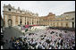 Thousands of mourners attend funeral mass Friday, April 8, 2005, inside Rome's St. Peter's Square for Pope John Paul II, who died April 2 at the age of 84. White House photo by Eric Draper