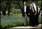 President George W. Bush welcomes Saudi Crown Prince Abdullah to his ranch Monday, April 25, 2005, in Crawford, Texas. The President told the media on hand he looked forward to "talking with him about a variety of subjects." White House photo by David Bohrer