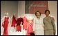 Laura Bush and Nancy Reagan appear at the opening Thursday, May 12, 2005, of The Heart Truth’s First Ladies Red Dress Collection exhibit at the John F. Kennedy Center for the Performing Arts in Washington D.C. White House photo by Krisanne Johnson