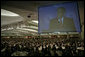 President George W. Bush delivers remarks at the National Catholic Prayer Breakfast in Washington, D.C., Friday, May 20, 2005. "This morning we also reaffirm that freedom rests on the self-evident truths about human dignity," said the President. "Pope Benedict XVI recently warned that when we forget these truths, we risk sliding into a dictatorship of relativism where we can no longer defend our values." White House photo by Eric Draper