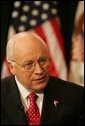 Vice President Dick Cheney participates in an interview with Sean Lehman of the Pentagon Channel TV and Radio Service during a visit to the U.S. Special Operations Command headquarters at MacDill Air Force Base in Tampa, Fla., Friday, June 10, 2005. White House photo by David Bohrer