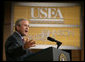 President George W. Bush delivers remarks on energy to the 16th Annual Energy Efficiency Forum in Washington, D.C., Wednesday, June 15, 2005. "By advancing the national dialogue on the future of energy, you're helping us support the cause of energy efficiency," said the President. "And that's critical for our economy and it's critical for the future of this nation." White House photo by Eric Draper