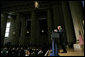 President George W. Bush delivers remarks at the National Hispanic Prayer Breakfast at the Andrew Mellon Auditorium in Washington, D.C., Thursday, June 16, 2005. "In America, people of faith have no corner on compassion, but people of faith need compassion to be true to the call to "Ame al projimo como a sí mismo," love your neighbor like you'd like to be loved yourself. That's a universal call," said the President. White House photo by Eric Draper