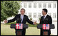 President George W. Bush and Danish Prime Minister Anders Fogh Rasmussen hold a joint press conference at his summer residence in Marienborg in Kongens Lyngby, Denmark, Wednesday, July 6, 2005. "Over a million people die of malaria on the continent of Africa on an annual basis, most of whom are under five years old," said the President talking about some of the issue that will be discussed at the G8 Summit. "This is a problem we can solve. I laid out an initiative the other day for $1.2 billion to help eradicate the scourges of malaria on the continent of Africa." White House photo by Paul Morse