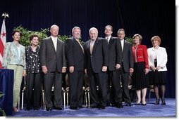 Vice President Dick Cheney stands with the 2004 Recipients of the Malcolm Baldrige National Quality Award during a ceremony in Washington, D.C., Tuesday, July 20, 2005.  White House photo by Paul Morse
