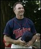 Minnesota Twins baseball star Paul Molitor is introduced to the crowd Sunday, July 24, 2005, at a Tee Ball game on the South Lawn of the White House, where he participated as first base coach. White House photo by Paul Morse