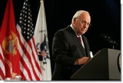 Vice President Dick Cheney speaks to the attendees at the 73rd National Convention of the Military Order of the Purple Heart in Springfield, Missouri, Thursday, August 18, 2005. The organization was formed in 1932 for the protection and mutual interest of all who have, as a result of being wounded in combat, recieved the Purple Heart.  White House photo by David Bohrer