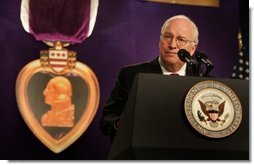 Vice President Dick Cheney speaks to the attendees at the 73rd National Convention of the Military Order of the Purple Heart in Springfield, Missouri, Thursday, August 18, 2005. The organization was formed in 1932 for the protection and mutual interest of all who have, as a result of being wounded in combat, received the Purple Heart.  White House photo by David Bohrer