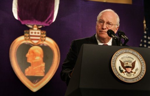 Vice President Dick Cheney speaks to the attendees at the 73rd National Convention of the Military Order of the Purple Heart in Springfield, Missouri, Thursday, August 18, 2005. The organization was formed in 1932 for the protection and mutual interest of all who have, as a result of being wounded in combat, received the Purple Heart. White House photo by David Bohrer