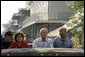 President George W. Bush tours a hurricane ravaged neighborhood of New Orleans, La., from the back of a truck with Gov. Kathleen Blanco and Mayor C. Ray Nagin, Monday, Sept. 12, 2005. White House photo by Paul Morse