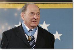 Korean War era veteran Corporal Tibor "Ted" Rubin, wears the Medal of Honor, Friday, Sept. 23, 2005 at cermonies at the White House in Washington. Rubin was honored for his actions under fire, and his bravery while in captivity at a Chinese POW camp.  White House photo by Paul Morse