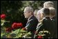 President George W. Bush issues a statement, Wednesday, Sept. 28, 2005 in the Rose Garden at the White House in Washington, on the war on terror following his meeting with U.S. Army Generals John Abizaid and George W. Casey. President Bush is also joined by Vice President Dick Cheney, Secretary of Defense Donald Rumsfeld and Joint Chiefs of Staff Chairman General Richard B. Myers.  White House photo by Paul Morse