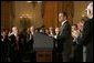 Chief Justice John Roberts acknowledges the audience after being sworn in Thursday, Sept. 29, 2005, during ceremonies in the East Room of the White House. White House photo by Krisanne Johnson
