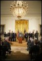President George W. Bush addresses an audience of legislators, cabinet members and law enforcement officials, Tuesday, Oct. 18, 2005 in the East Room of the White House, prior to signing the Homeland Security Appropriations Act for fiscal year 2006. White House photo by Paul Morse