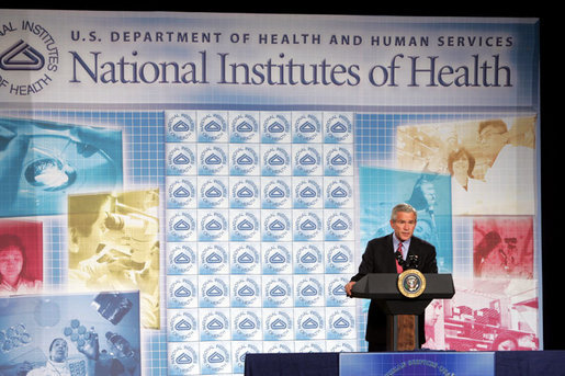 President George W. Bush delivers his remarks regarding his National Strategy for Pandemic Influenza Preparedness and Response Tuesday, Nov. 1, 2005. "Today, I am announcing key elements of that strategy. Our strategy is designed to meet three critical goals: First, we must detect outbreaks that occur anywhere in the world; second, we must protect the American people by stockpiling vaccines and antiviral drugs, and improve our ability to rapidly produce new vaccines against a pandemic strain; and, third, we must be ready to respond at the federal, state and local levels in the event that a pandemic reaches our shores," said President Bush. White House photo by Paul Morse