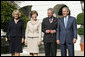 President George W. Bush and Laura Bush welcome the Prince of Wales and Duchess of Cornwall to the White House, Wednesday, Nov. 2, 2005. White House photo by Paul Morse