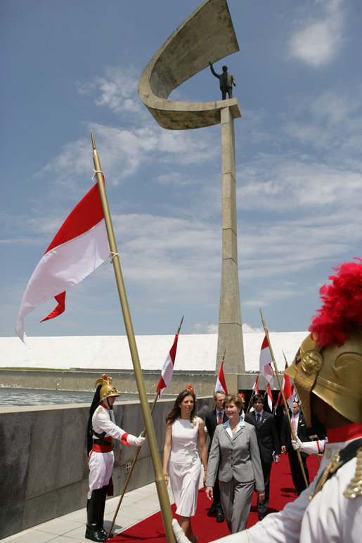 Laura Bush is joined by Anna Christina Kubitschek Pereira, granddaughter of former Brazil President Juscelino Kubitschek as they tour the Memorial JK in Brasilia, Brazil Saturday, Nov. 6, 2005. Mrs. Kubitschek Pereira is the President of the Memorial JK, which is located at the Cruzeiro Square, one of the highest points of the city. White House photo by Krisanne Johnson