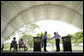 President George W. Bush and Brazil President Luiz Inacio Lula da Silva exchange handshakes Saturday, Nov. 6, 2005, after they delivered joint statements at the Brazil President's home, Granja do Torto. White House photo by Paul Morse