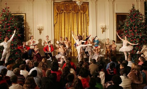 Children gather in the East Room of the White House, Monday, Dec. 5, 2005, as they watch a dance performance during the White House Children's Holiday Reception in the East Room. White House photo by Shealah Craighead
