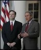 President George W. Bush and Judge Samuel A. Alito address the media in the Rose Garden Monday, Jan. 9, 2006, after a breakfast meeting in the Private Dining Room. Confirmation hearings for Judge Alito, President Bush's nominee for Associate Justice of the Supreme Court, begin today in Washington, D.C. White House photo by Kimberlee Hewitt