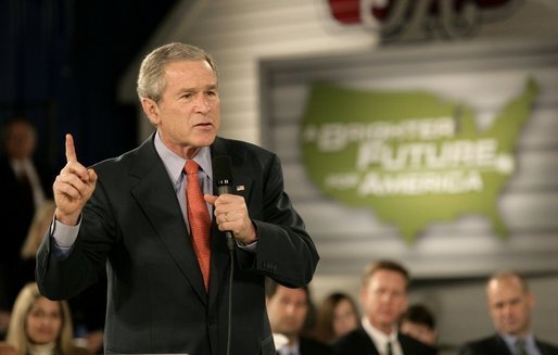 President George W. Bush delivers remarks on the economy at JK Moving and Storage in Sterling, Va., Thursday, Jan. 19, 2006. White House photo by Eric Draper