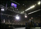 President George W. Bush discusses the War on Terror with a crowd of about 9,000 people at Kansas State University in Manhattan, Kan., Monday, Jan. 23, 2006. White House photo by Eric Draper