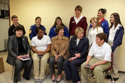 Laura Bush and U.S. Secretary of Education Margaret Spellings meet with staff and students Wednesday, Jan. 26, 2006 at the St. Bernard Unified School in Chalmette, La. White House photo by Shealah Craighead
