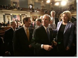 President George W. Bush greets members of Congress after his State of the Union Address at the Capitol, Tuesday, Jan. 31, 2006. White House photo by Eric Draper
