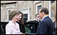 Mrs. Laura Bush and daughter, Barbara Bush, are greeted on their arrival by Italian Prime Minister Silvio Berlusconi, Thursday, Feb. 9, 2006 to the Villa Madama in Rome. White House photo by Shealah Craighead