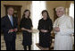 Mrs. Laura Bush, daughter Barbara Bush and Francis Rooney, U.S. Ambassador to the Vatican, meet in a private audience with Pope Benedict XVI, Thursday, Feb. 9, 2006 at the Vatican. White House photo by Shealah Craighead
