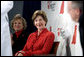 Laura Bush sits with Lois Ingland, a heart disease survivor, during an event at the Carolinas Medical Center Wednesday, Feb. 15, 2006, in Charlotte, NC. Despite having none of the risk factors of heart disease, Lois, a mother of four, suffered a heart attack when she was 36 years old. White House photo by Shealah Craighead
