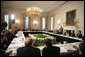 President George W. Bush addresses a meeting of the National Governors Association, Monday, Feb. 27, 2006, in the State Dining Room of the White House. President Bush talked with the governors about the nation's economy, energy issues and the global war on terror.  White House photo by Paul Morse