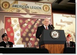 Vice President Dick Cheney delivers remarks to the 46th Annual American Legion Washington Conference, Tuesday, February 28, 2006. The Vice President addressed the global war on terror as well as the administration's goal of enhancing quality healthcare and service to veterans.  White House photo by David Bohrer
