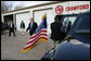 President George W. Bush leaves the Crawford Fire Station after voting in the Texas primary in Crawford, Texas, Tuesday, March 7, 2006. White House photo by Eric Draper
