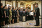 President George W. Bush speaks to finalists of the Intel Science Talent Search during their visit Monday, March 13, 2006, to the Eisenhower Executive Office Building. The finalists range in age from 16 to 18 and come from 35 schools in 19 states. White House photo by Paul Morse