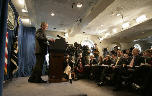 In his second press conference of the year, President George W. Bush meets with the media at the White House Tuesday, March 21, 2006. White House photo by Eric Draper