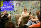 As part of the Helping America's Youth initiative, Mrs. Laura Bush visits the Preferred Family Healthcare Adolescent Substance Abuse Rehabilitation Center, and talks with 18 year-old Dalton Fox about the progress of her recovery from substance abuse addiction on Tuesday, April 4, 2006, in St. Louis, Mo. PFH specializes in individual customer care, by focusing on strengthening individual skills, attitudes, and behaviors that maximizes the opportunity for each person to achieve and maintain recovery. White House photo by Shealah Craighead