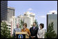 Mrs. Laura Bush, flanked by Mark Sanders, GM of Marriott Hotels, Marc Morial, President and CEO of the National Urban League, and Labor Secretary Elaine Chao, announces a $20 million dollar grant to the National Urban League in New Orleans, La., Monday, April 10, 2006, for their Youth Empowerment program to help at-risk youth find stable employment, as part of the Helping America's Youth initiative. White House photo by Shealah Craighead