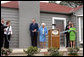 Former President George H.W. Bush and Mrs. Barbara Bush share a laugh with Mrs. Laura Bush and Midland friends, George Scott, Jan O’Neill, and Joe O’Neill, after cutting the ribbon on Tuesday, April 11, 2006, at the dedication of the President George W. Bush’s Childhood Home in Midland, Texas. White House photo by Shealah Craighead