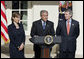 President George W. Bush announces the nomination of Rob Portman as Director of the Office of Management and Budget and Susan Schwab as the U.S. Trade Representative in the Rose Garden Tuesday, April 18, 2006. White House photo by Paul Morse